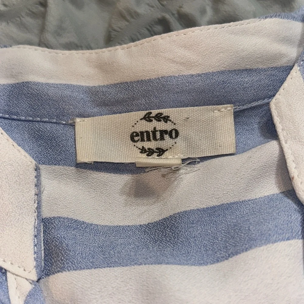 Blue and White Striped Women's Dress - Picture 3 of 4